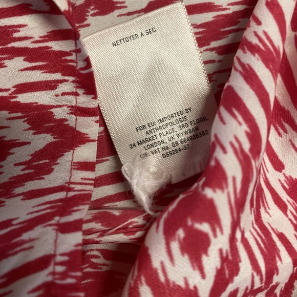 Anthropologie Maeve Shirt Dress Medium Red Ikat Print Belted Button Long Sleeve - Picture 7 of 7